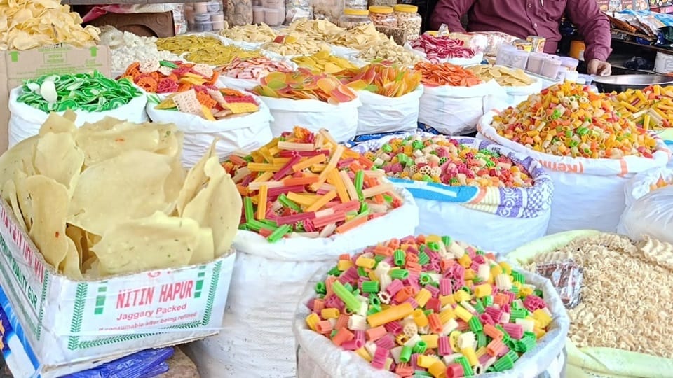 Chips and papad made on Holi
