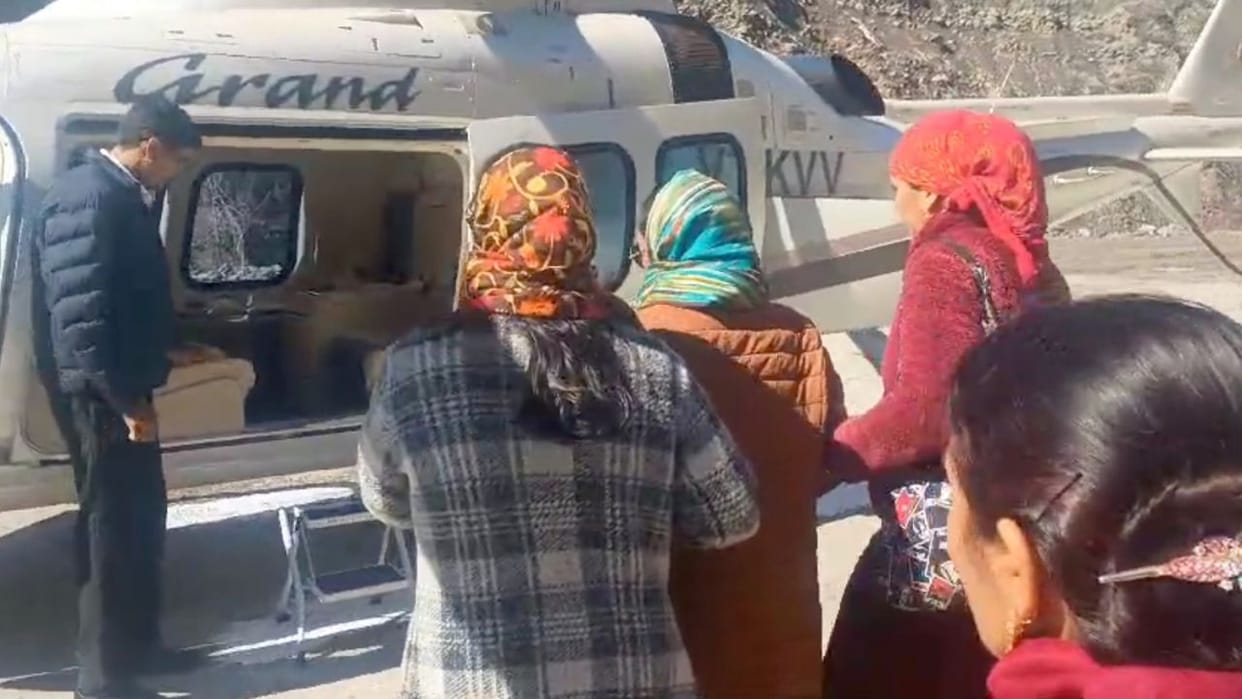 Himachal Two patients including a pregnant woman were airlifted from remote Tindi Panchayat of Lahaul Valley