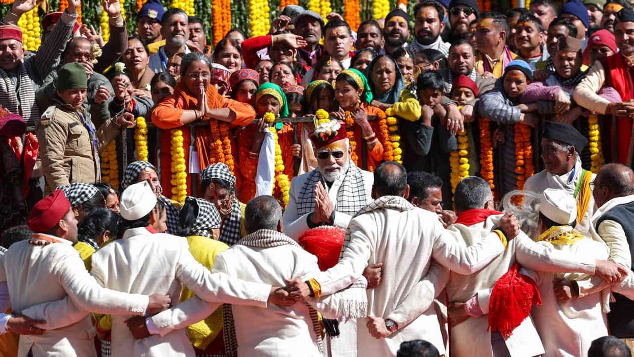 PM Modi performed Raso Tandi dance with women Uttarkashi mukhwa Uttarakhand Watch Photos