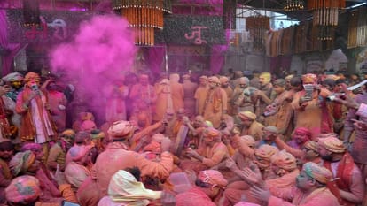 Laddu Holi 2025 Celebrations In Radhrani Temple Barsana
