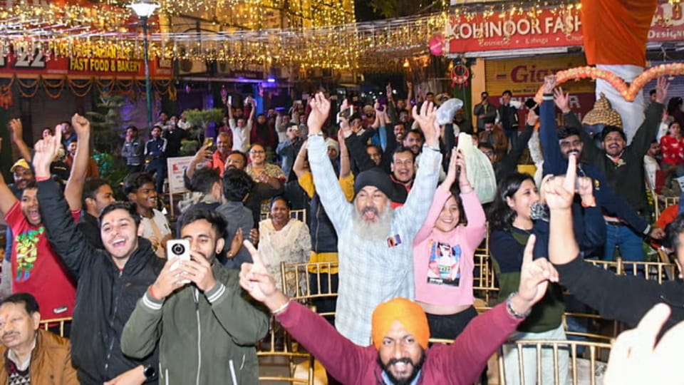 Big screen in Elante Mall for champions Trophy Final 2025