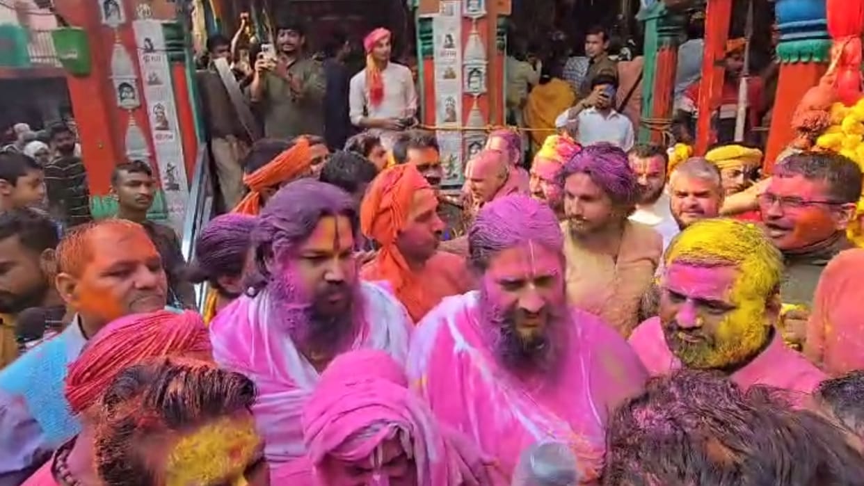 Holi celebration in Ayodhya on rangbhari ekadashi.