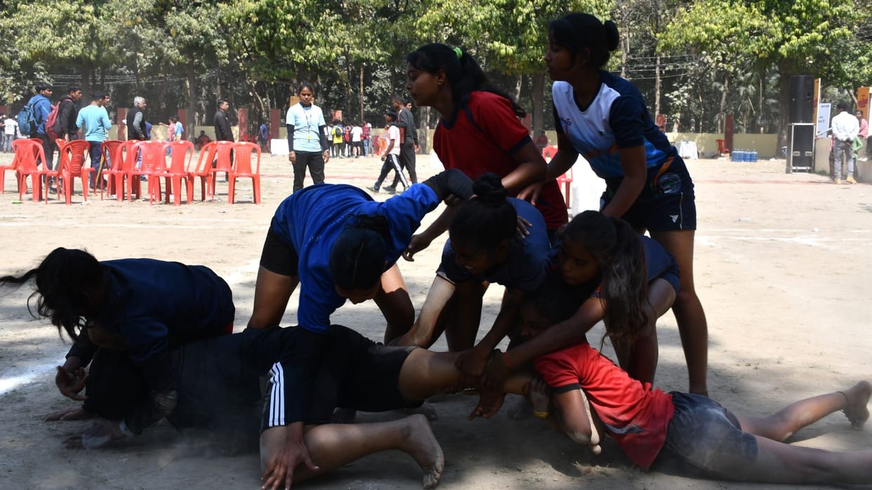 Deva Women College Lamahi team wins in final match of women Kabaddi competition