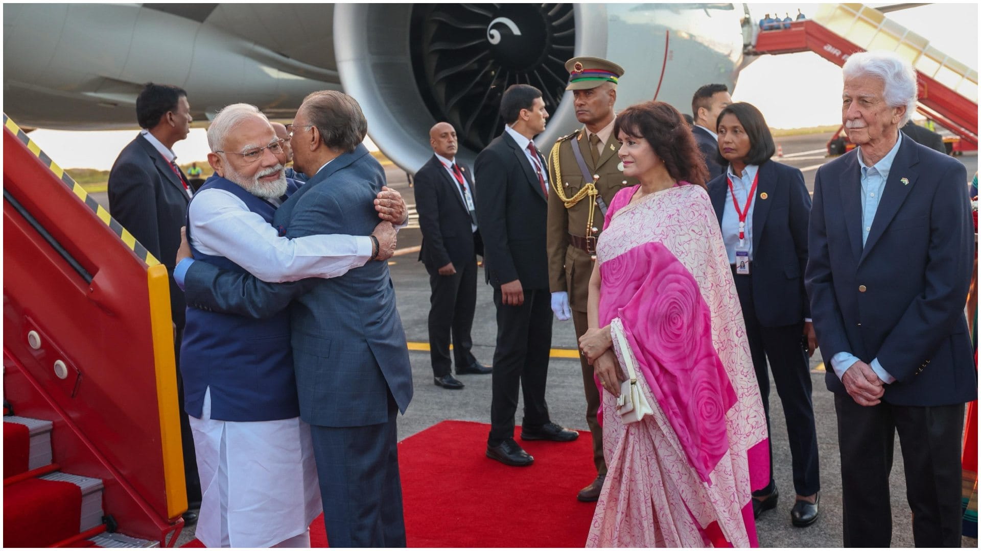 PM Modi Arrives In Mauritius For 2-Day Visit Gets Warm Welcome Navin Ramgoolam Hugg See Photos