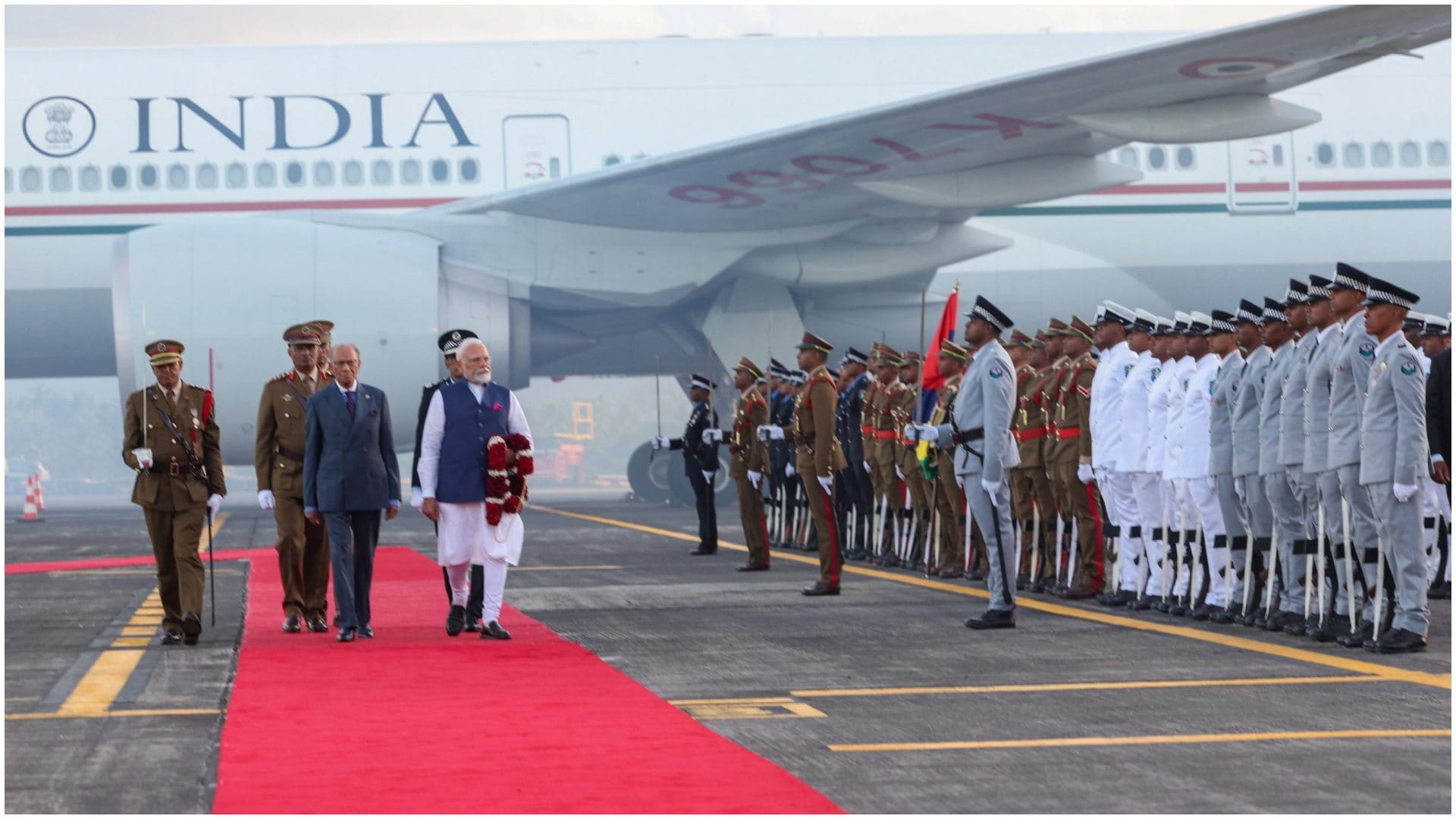 PM Modi Arrives In Mauritius For 2-Day Visit Gets Warm Welcome Navin Ramgoolam Hugg See Photos
