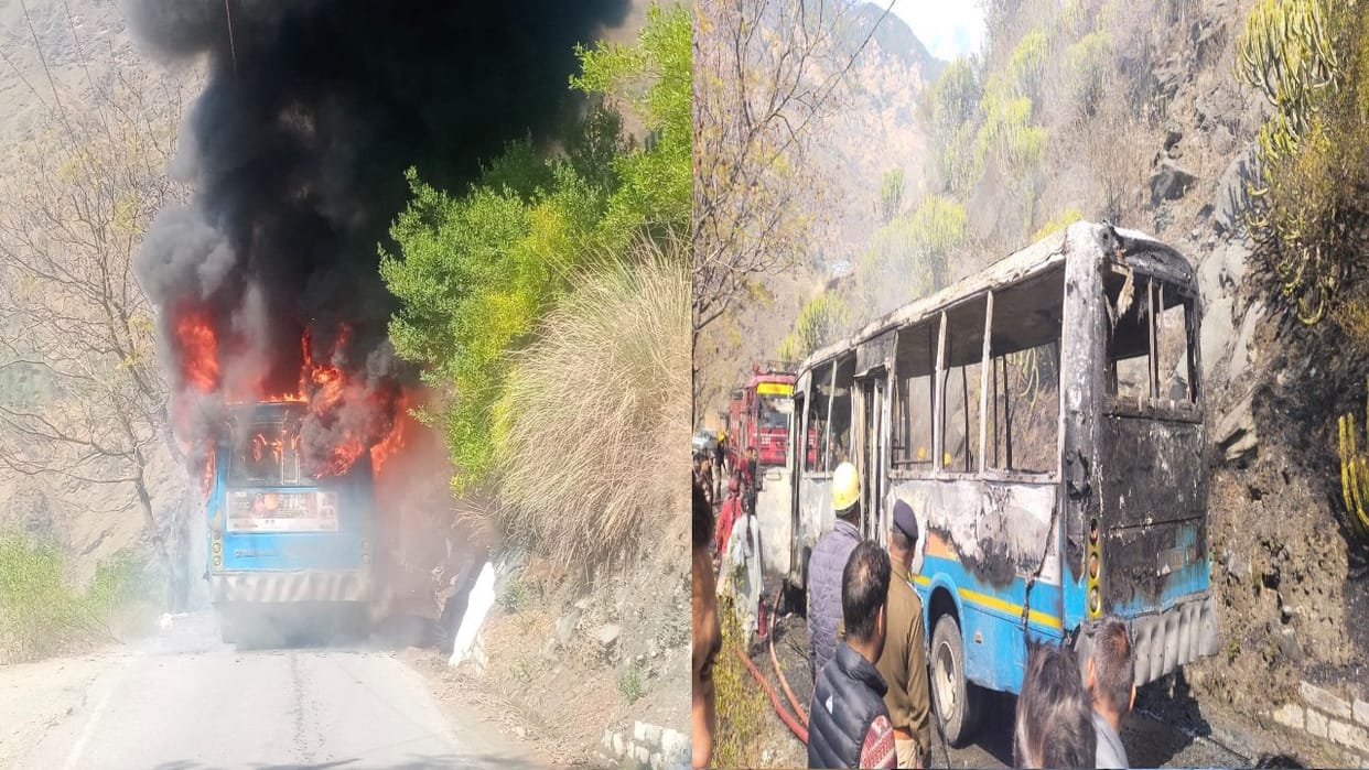Fire broke out in a moving HRTC bus in Dakold, Rampur, panic spread among passengers