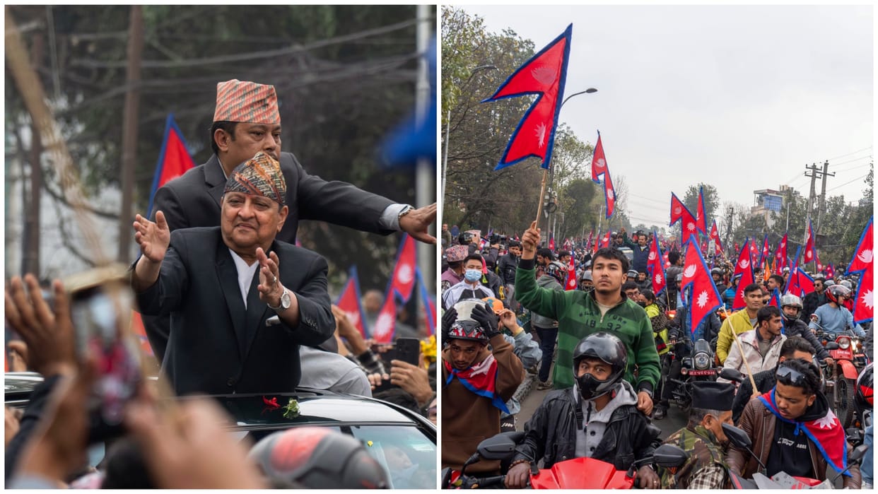 Nepal Pro Monarchy Rally King Gyanendra Shah Yogi Adityanath Posters Hindu Nation Republic protests explained