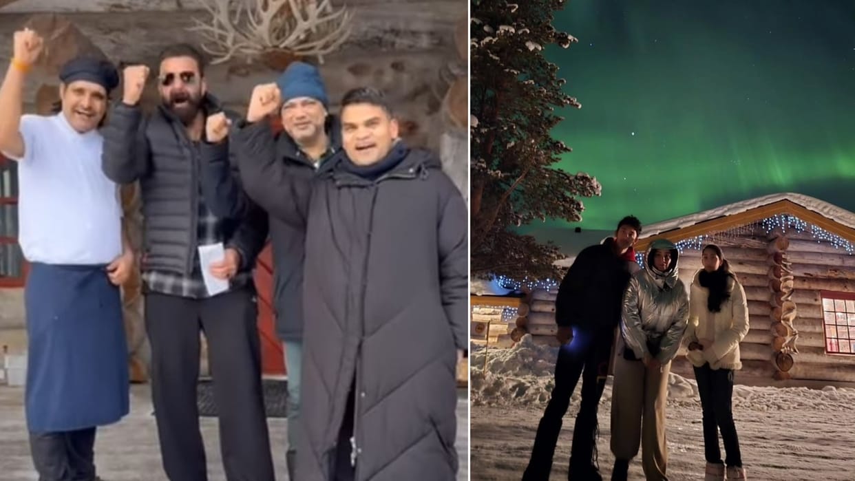 Sanjay Dutt Chants Har Har Mahadev In Finland Enjoy Aurora Borealis With Wife Maanayata And Kids Photos virals