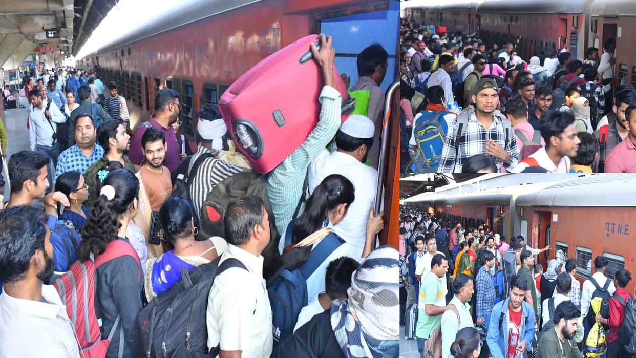 Kanpur: People going home for Holi gathered at Central Station