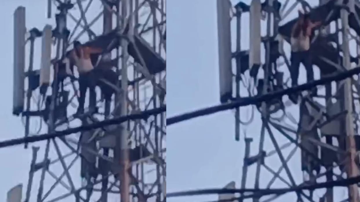 drunk youth climbed a tower and created a high voltage drama In Bareilly