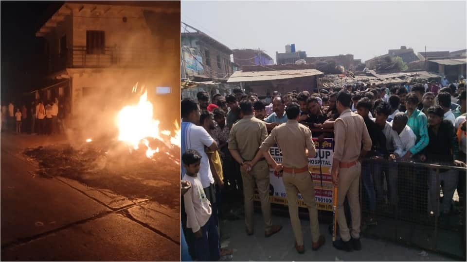 drunkards set fire to Holi two days before people got angry created ruckus by blocking road
