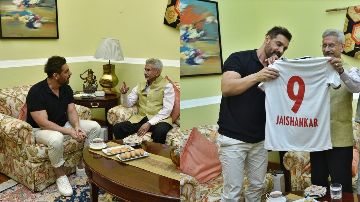 John Abraham calls on EAM Jaishankar ahead The Diplomat release discussed diplomacy football the northeast