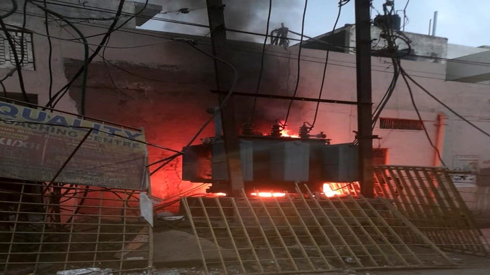Unruly elements set the transformer on fire