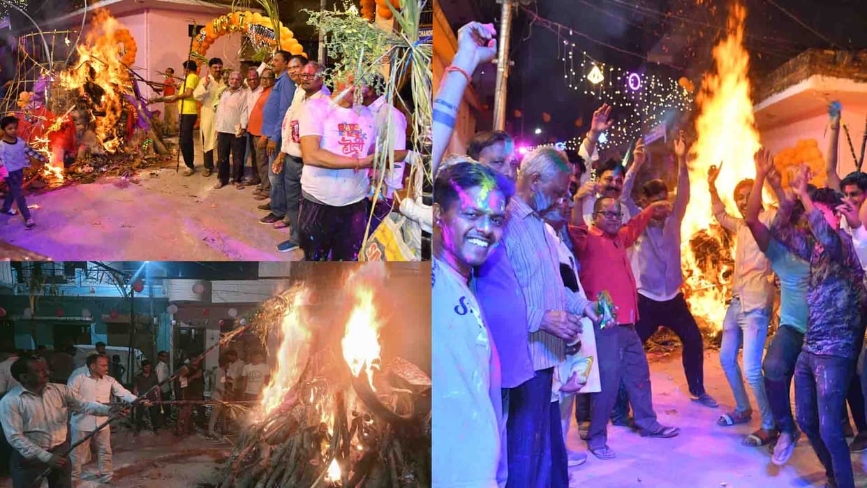 Kanpur: Holika was burnt at 3500 places, lots of abir-gulal was thrown