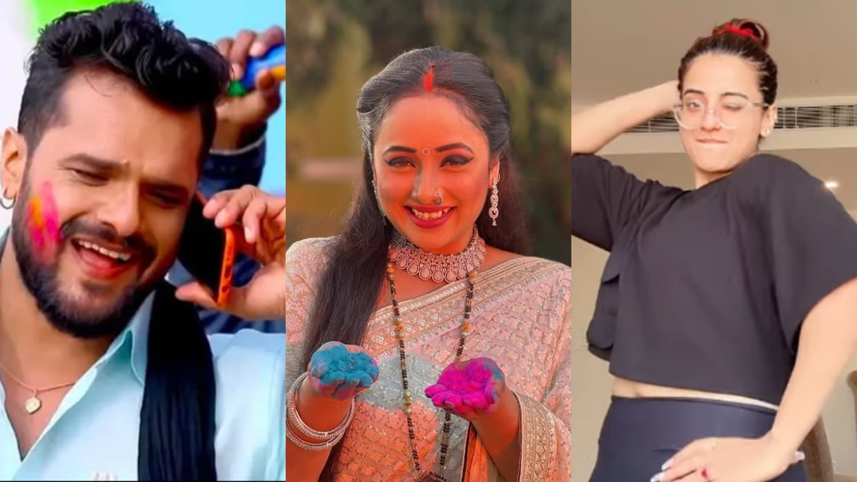 Holi 2025: Rani Chatterjee to Akshara singh Khesari Lal Yadav Bhojpuri celebs holi celebration glimpses