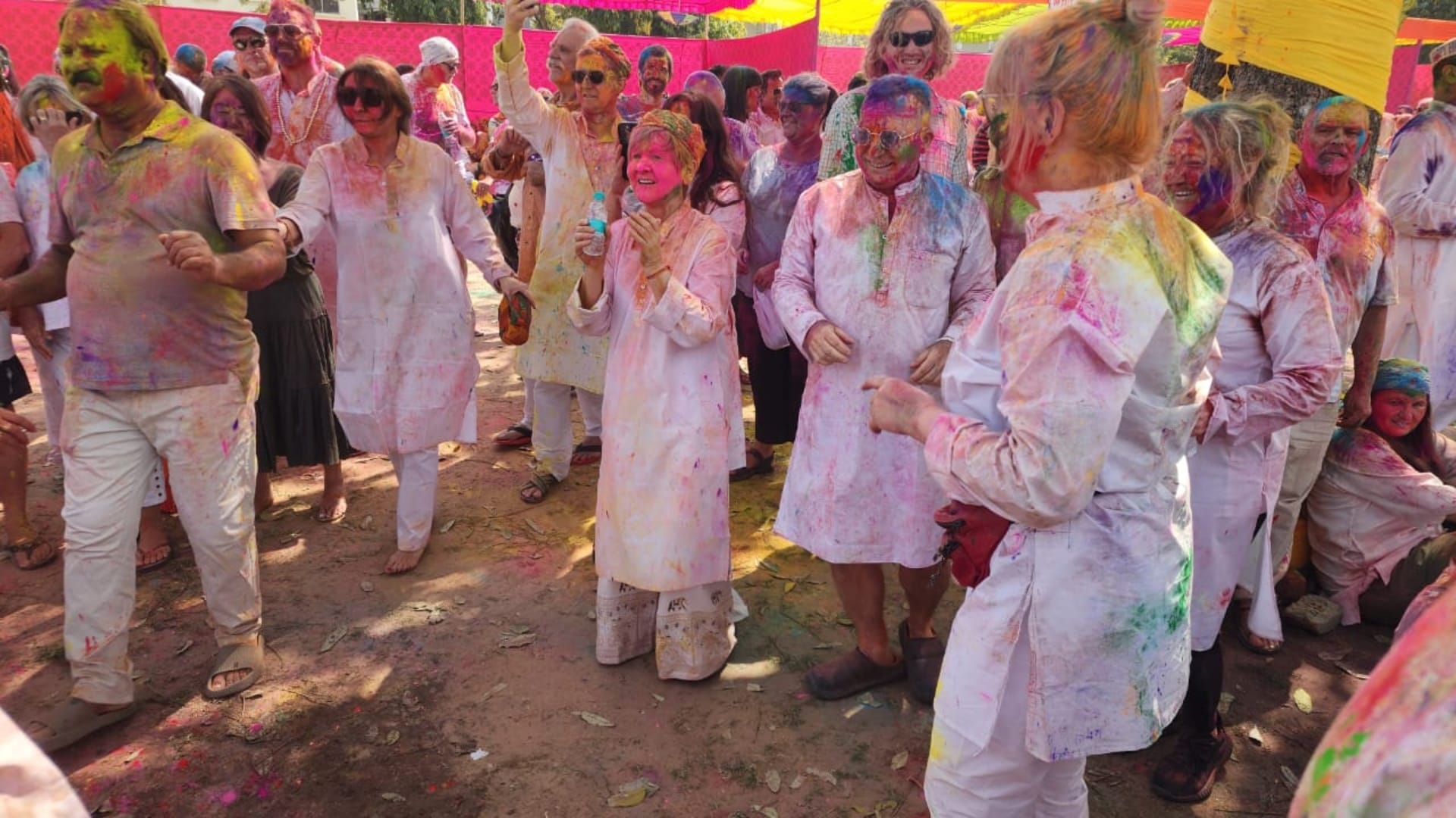 Holi Celebration Holi was celebrated with foreign tourists at Khasa Kothi in capital Jaipur see photos
