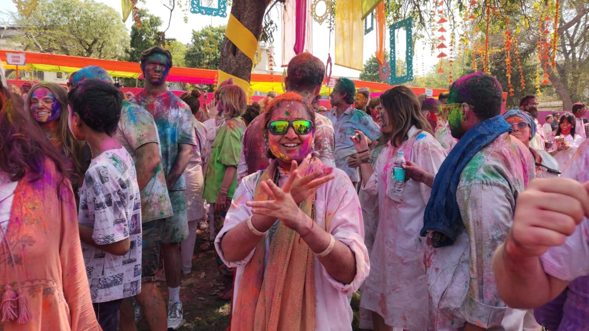 Holi Celebration Holi was celebrated with foreign tourists at Khasa Kothi in capital Jaipur see photos