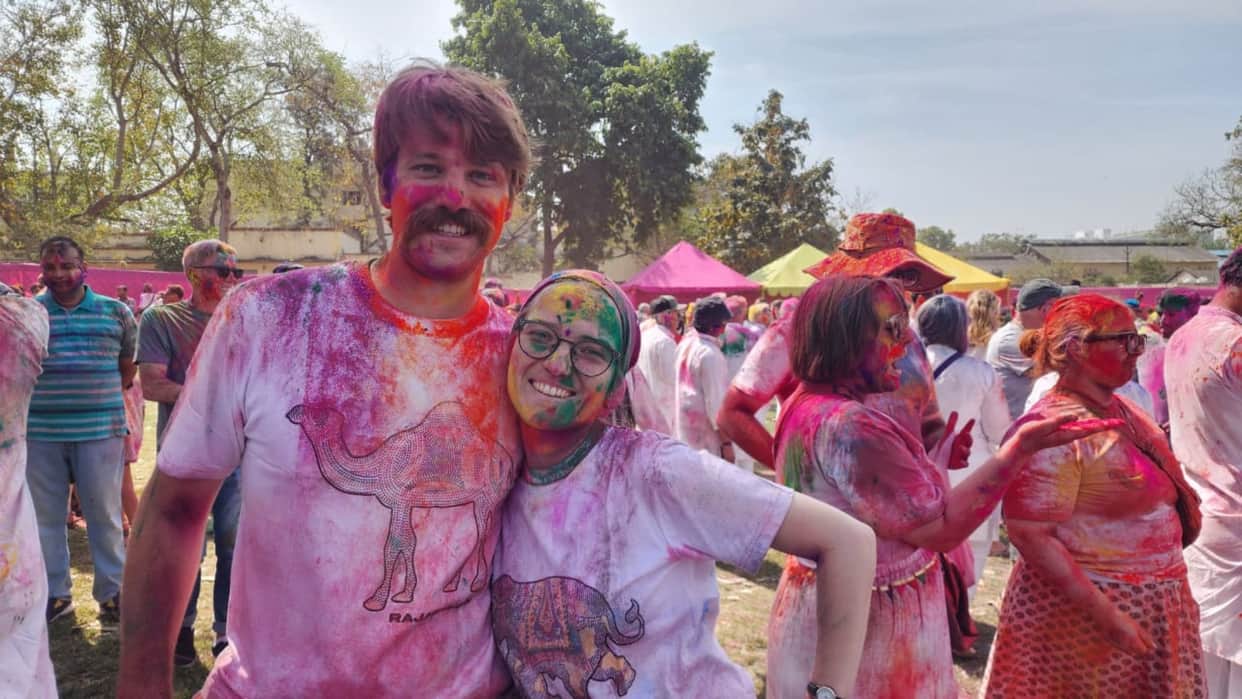 Holi Celebration Holi was celebrated with foreign tourists at Khasa Kothi in capital Jaipur see photos