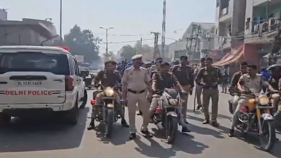 Security forces on alert in the capital to maintain law and order on Holi flag march in many areas in Delhi