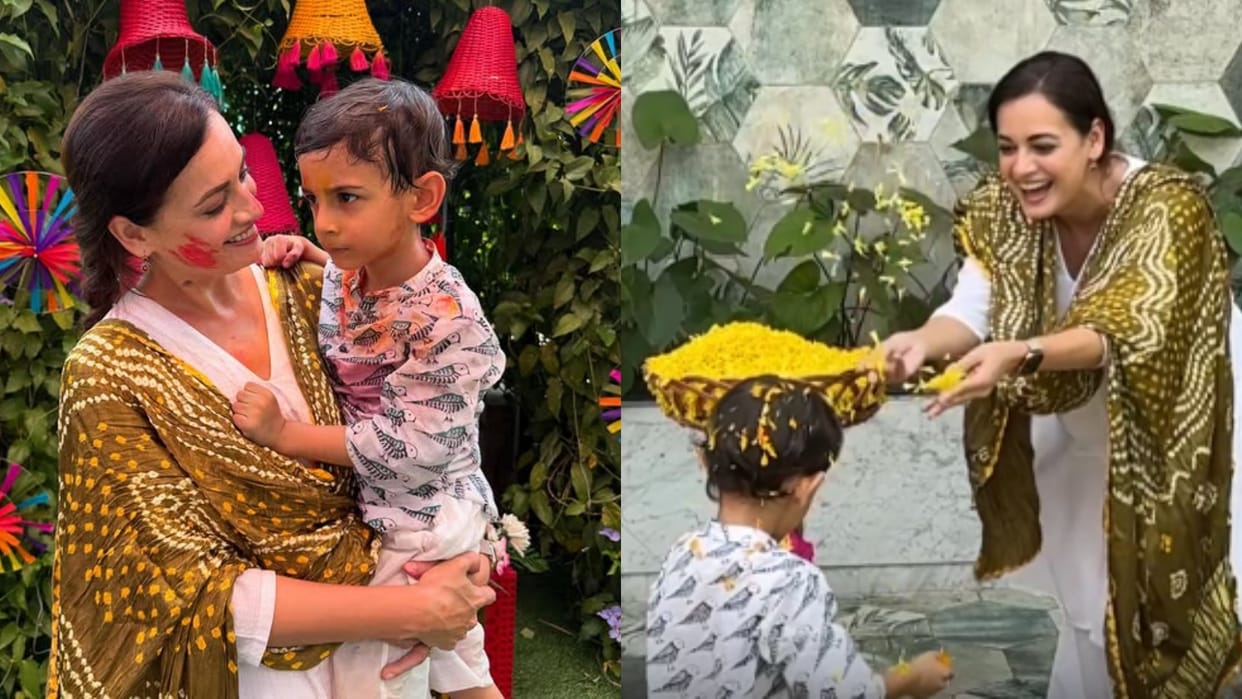 Dia Mirza Shares beautiful photos on Holi says our lives be filled with vibrant colours of transformation