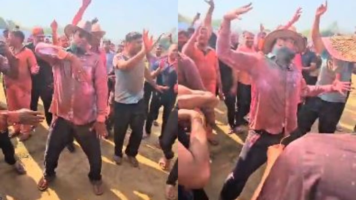 SSP Anurag Arya dance with police officers on Holi in bareilly