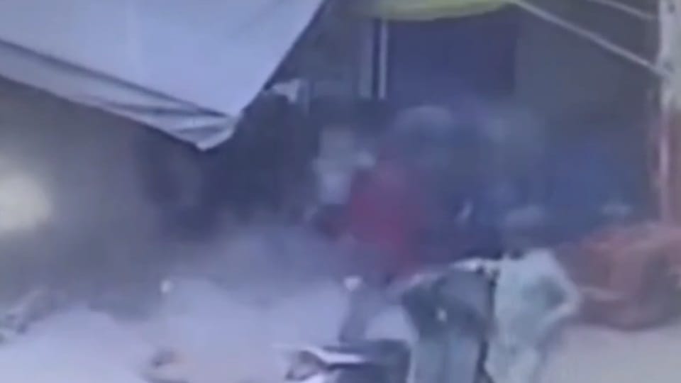 tyre burst while filling air, the boy jumped up high due to the explosion in Firozpur