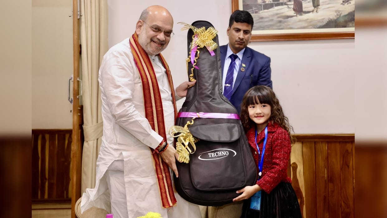 "Love for Bharat unites us all": Amit Shah gifts guitar to Mizoram's 7-year-old singing prodigy