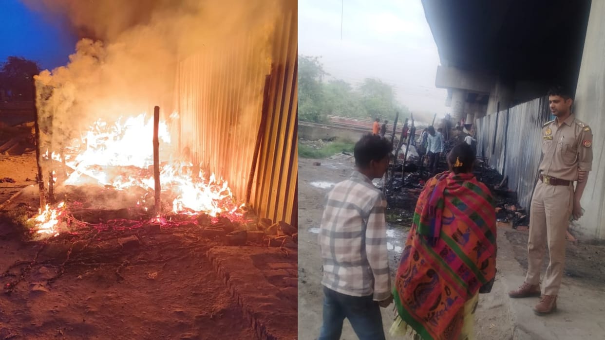Fire broke out in six huts in manak nagar Lucknow.