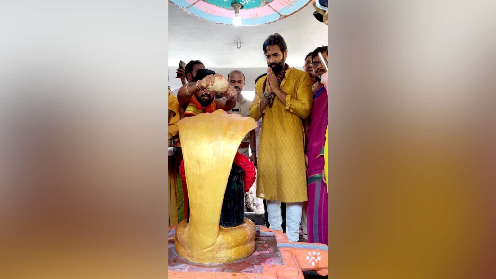 Vishnu Manchu Visits Kannappa Birthplace Offers Prayers at Shiva Temple Ahead of Film Release