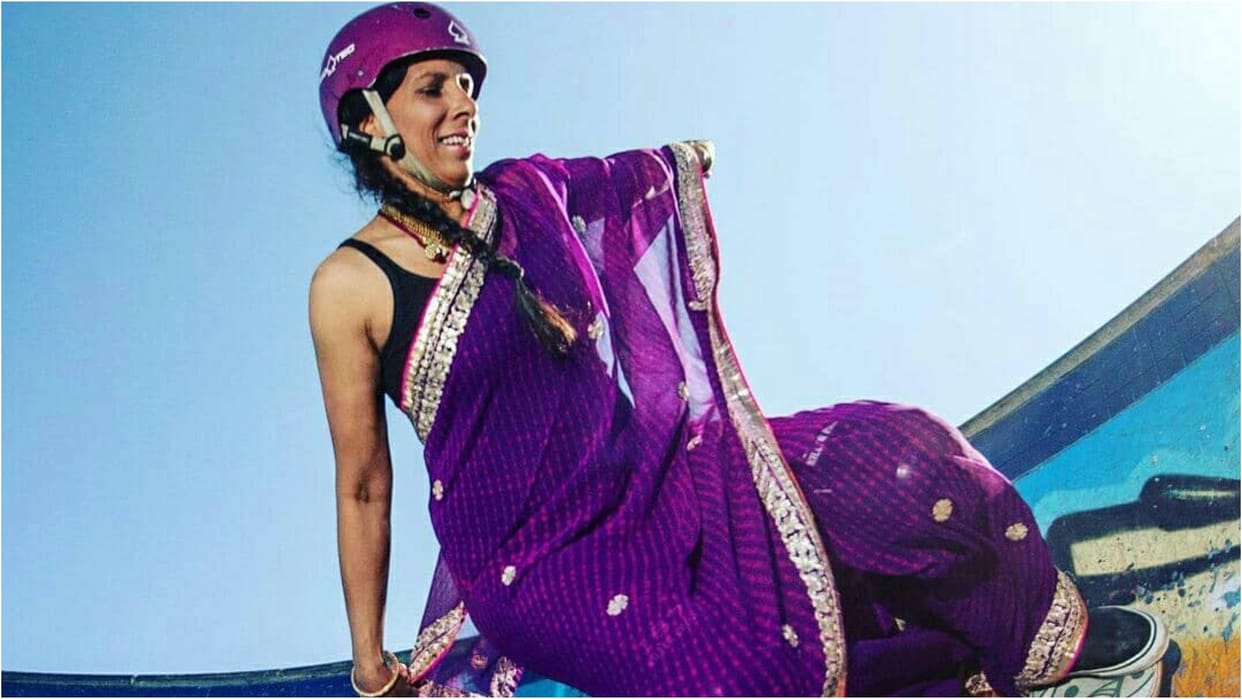 Meet Aunty Skates Oorbee Roy Who Skateboards in Sarees