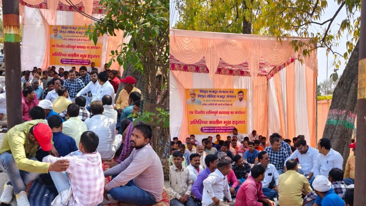 Hunger strike against privatization Electricity Workers Organization protested