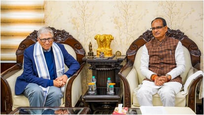शिवराज सिंह से मुलाकात करते बिल गेट्स।