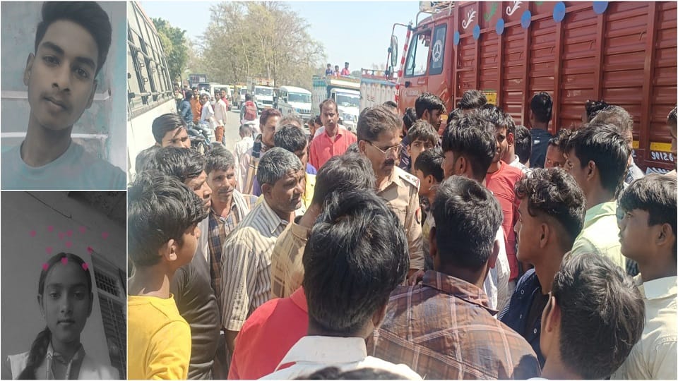 Tragic accident in Kasganj Brother and sister crossing road crushed by bus died on spot