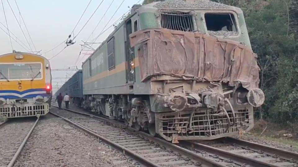 dumper broke barricading and reached track in Amethi collided with goods train a dozen trains were affected