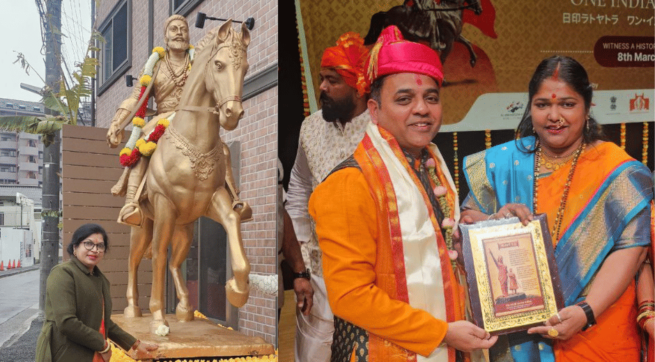 Indore News Swati Yuvraj Kashid Attends Chhatrapati Shivaji Maharaj Statue Unveiling in Tokyo, Receives Grand
