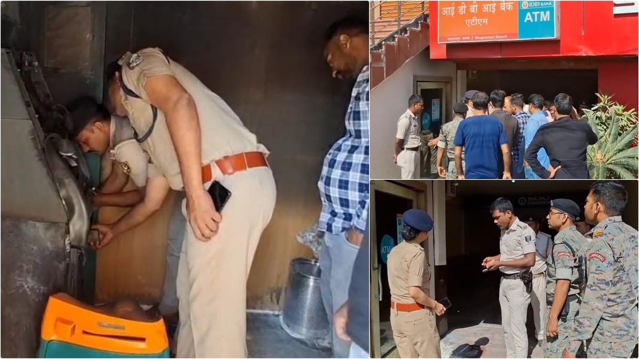 Muzaffarpur: Fire broke out while cutting ATM with gas cutter during theft, cash worth lakhs burnt to ashes