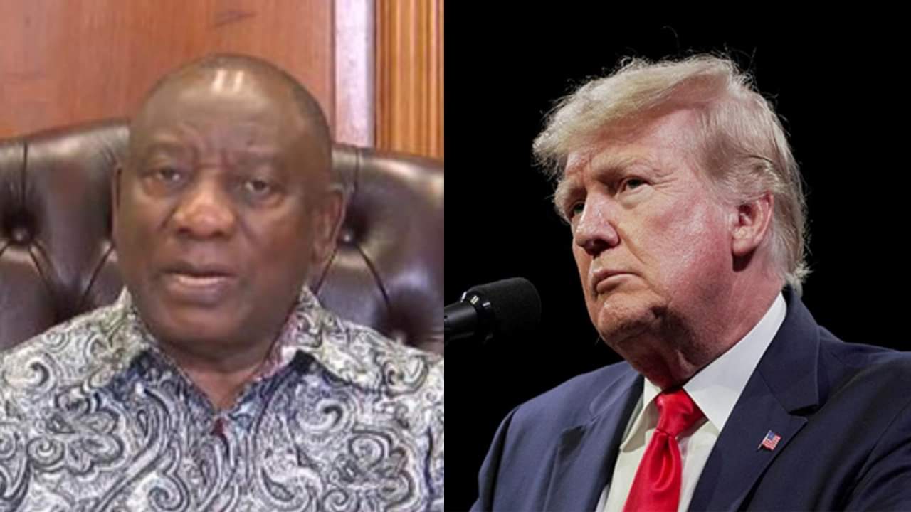 दक्षिण अफ्रीका के राष्ट्रपति सिरिल रामफोसा और अमेरिकी राष्ट्रपति डोनाल्ड ट्रंप