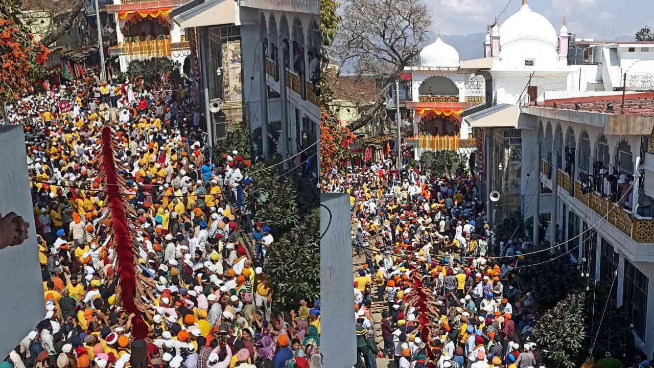 Dehradun Jhanda Mela Shri Jhande Ji hoisting in Darbar Sahib flagstaff devotees immersed in devotion