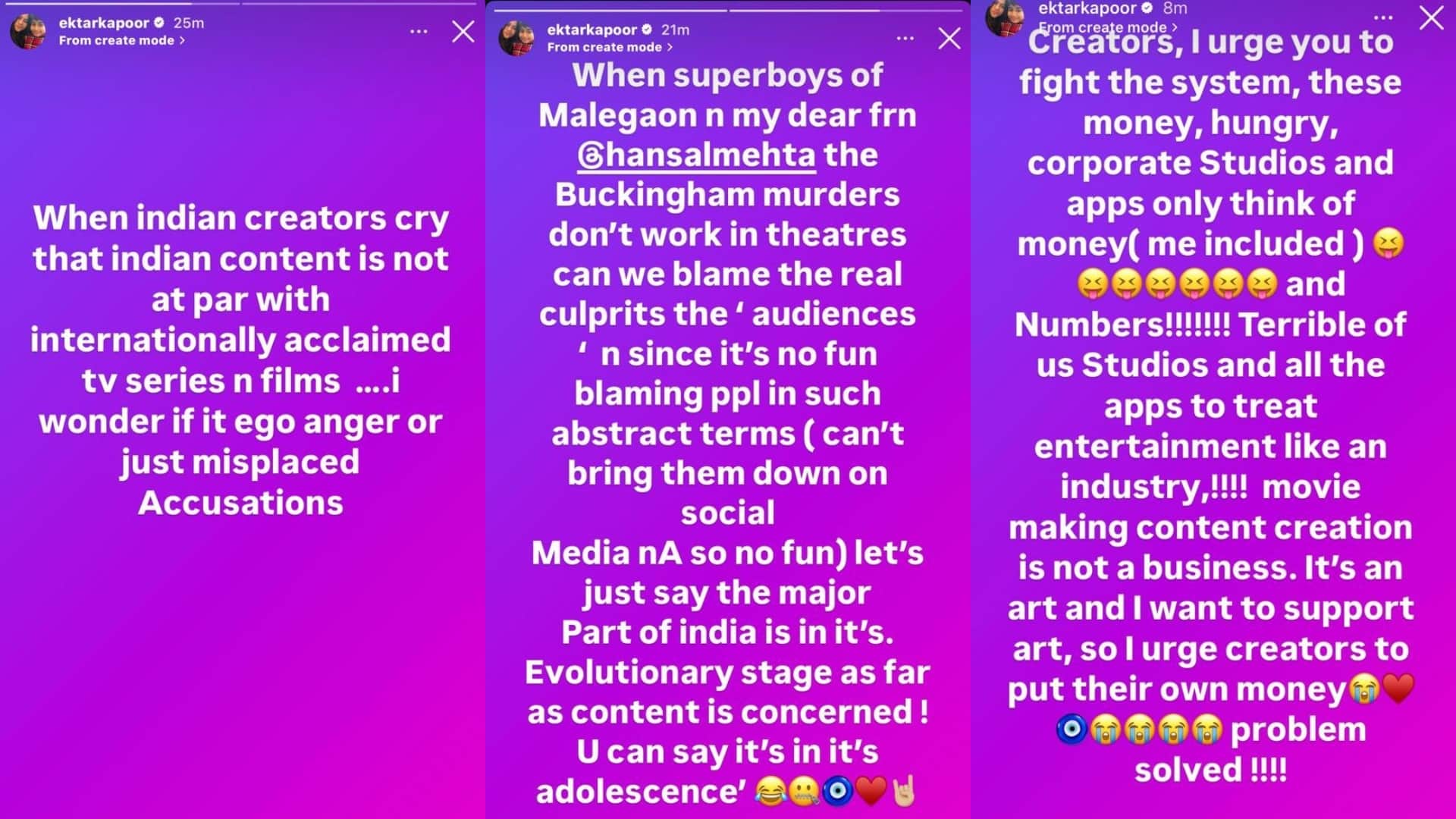 Ekta Kapoor Targeted Anurag Kashyap Say Invest Your Money And Make films