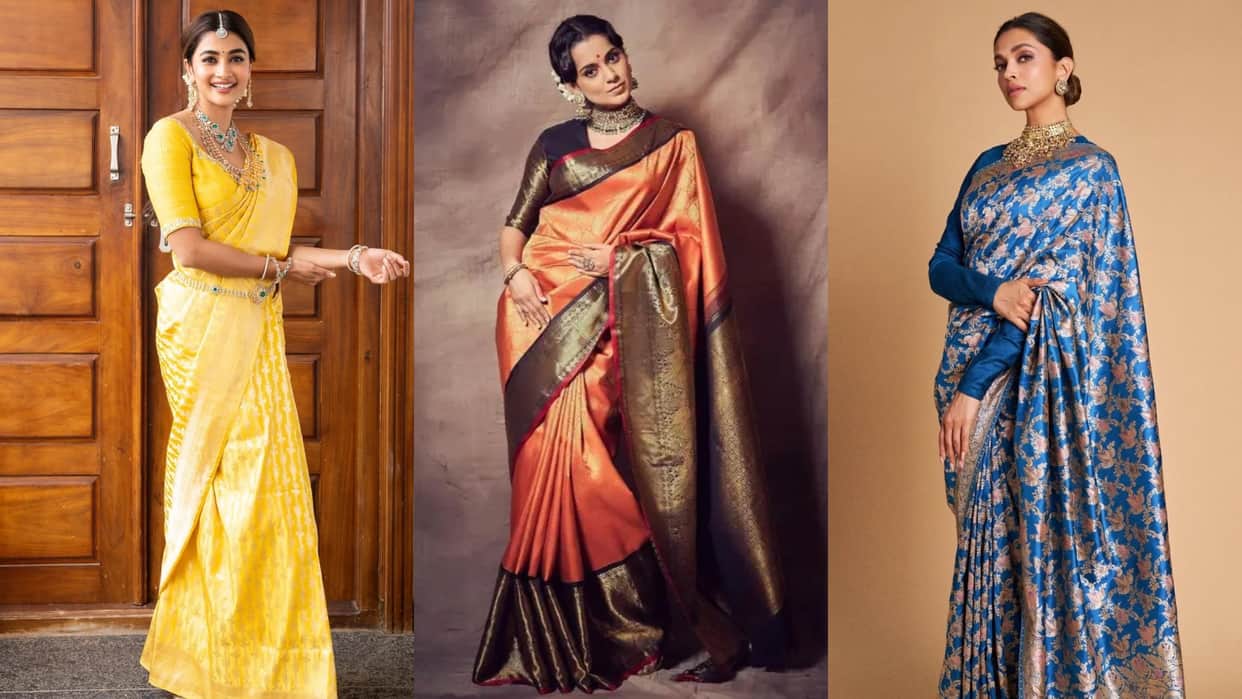 latest collection of Kanjivaram Saree celebrities inspired kanjivaram looks