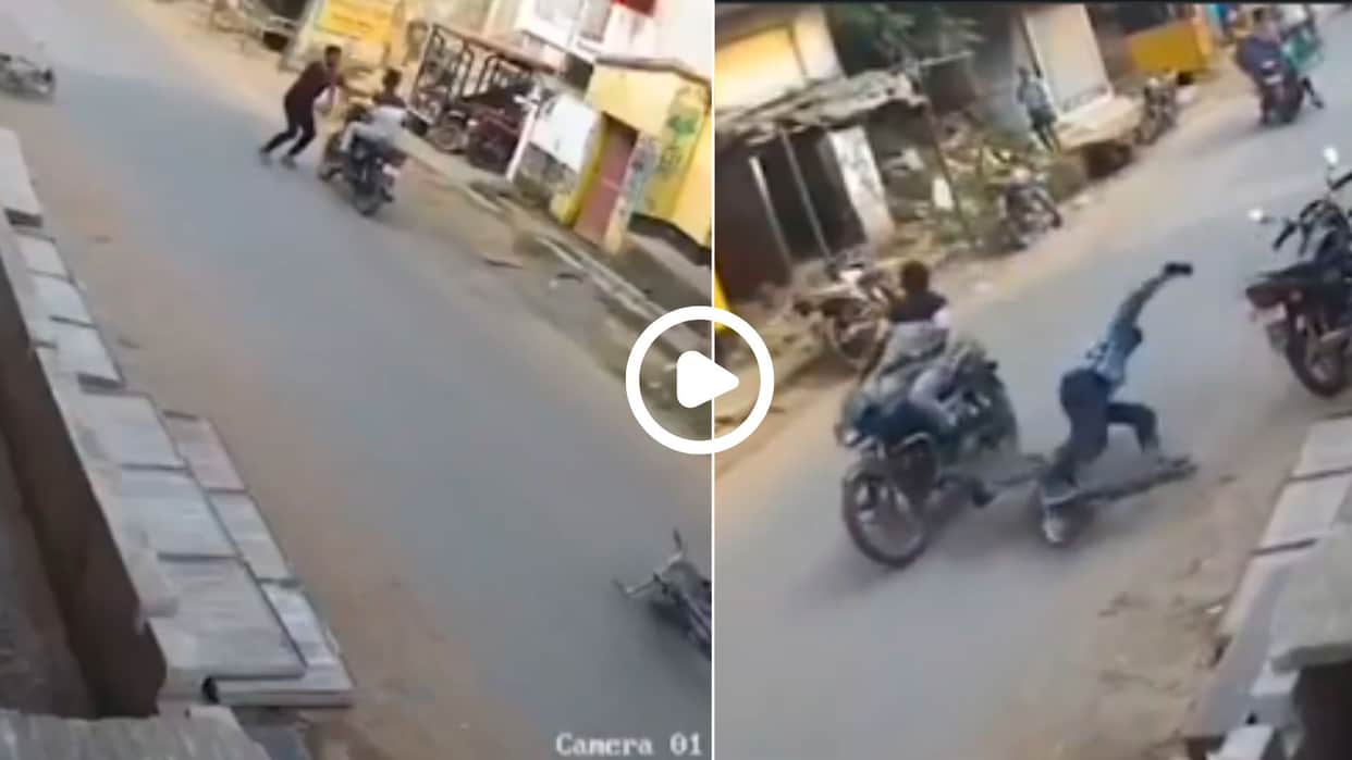 bike rider was running away after hitting the cyclist video went viral in hindi