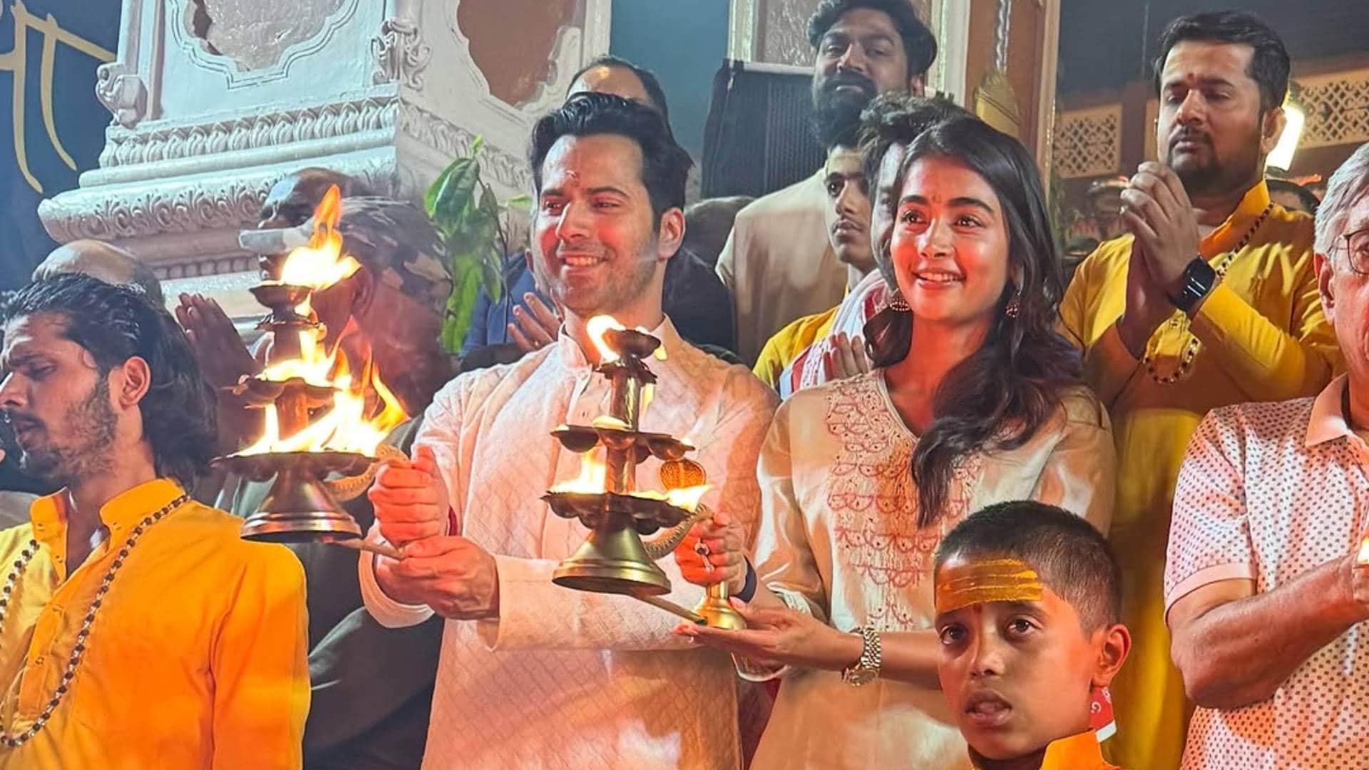 Hai Jawaani Toh Ishq Hona Hai Shooting in Rishikesh varun dhawan pooja hegde performs aarti Aarti pics viral
