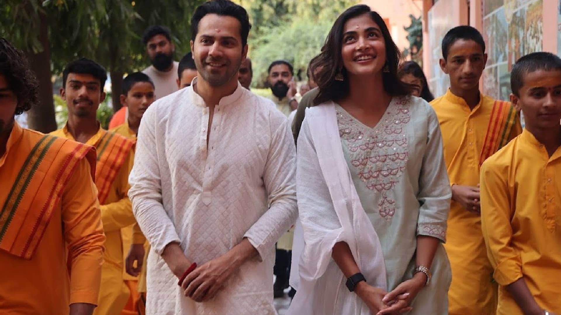 Hai Jawaani Toh Ishq Hona Hai Shooting in Rishikesh varun dhawan pooja hegde performs aarti Aarti pics viral