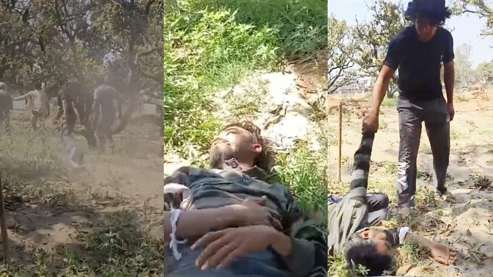 Youth was dragged into a mango orchard and beaten up on charges of theft In Amroha video goes viral