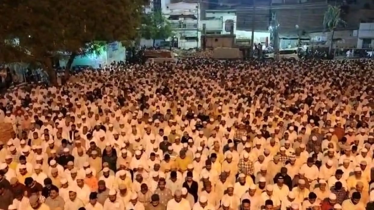 Crowd gathered in Mau for funeral of Chairman father Haji Bashir Ahmed