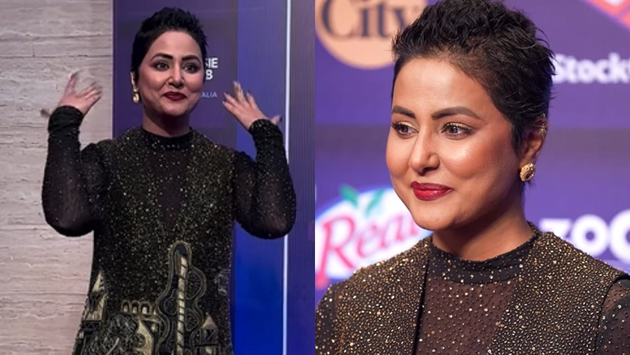 Hina Khan spotted without wig in a event actress short hair look goes viral amid cancer treatment