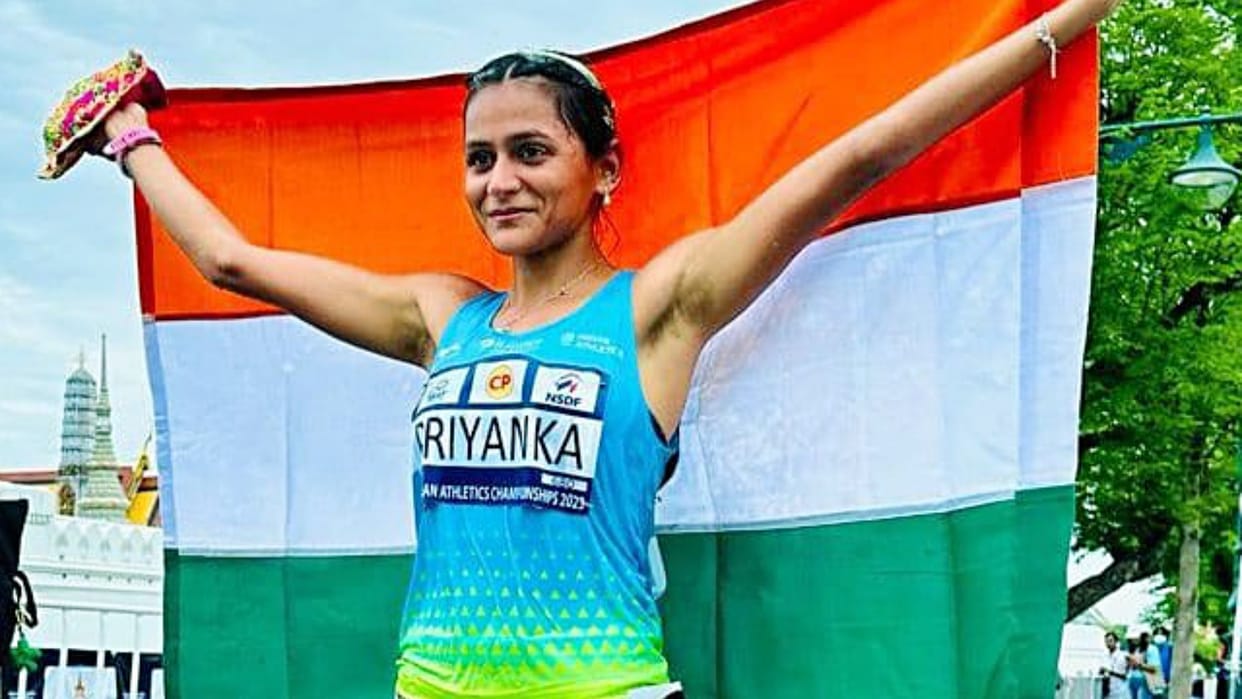 Commonwealth Games medallist race walker Priyanka Goswami set a national record in women’s 35km event