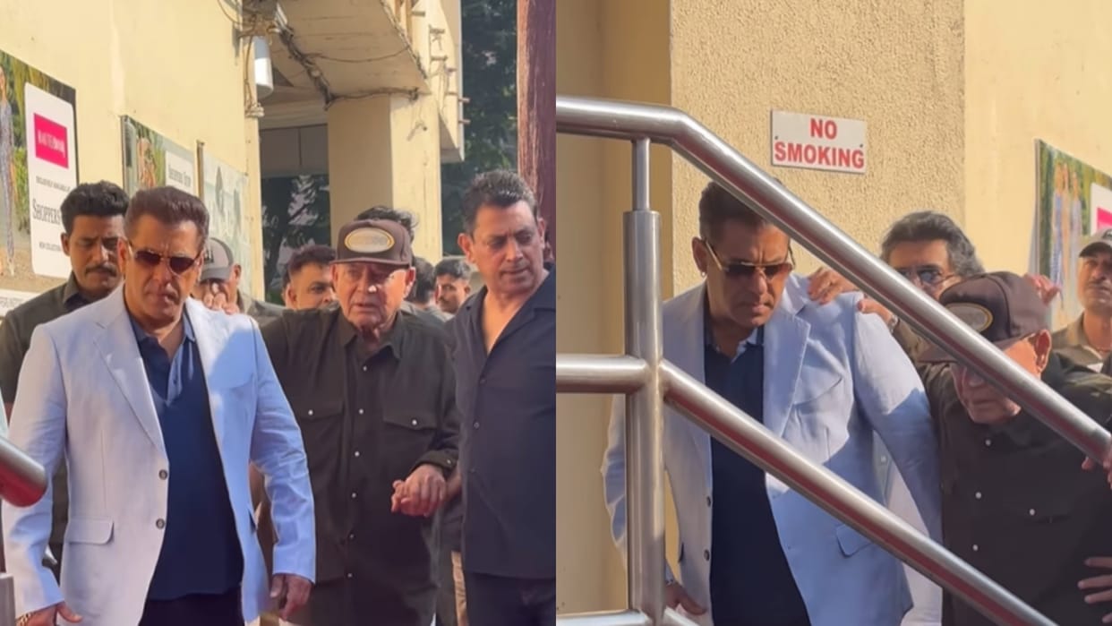 Sikandar Actor Salman Khan Seen Supporting His 89-Year-Old Father Salim Khan Video Wins Fans Hearts