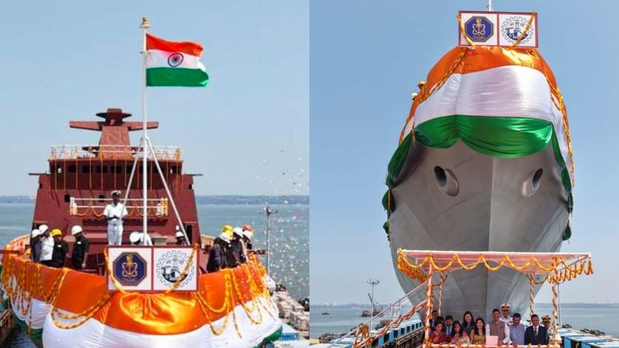 Frigate Tavasya launched by Goa Shipyard Limited