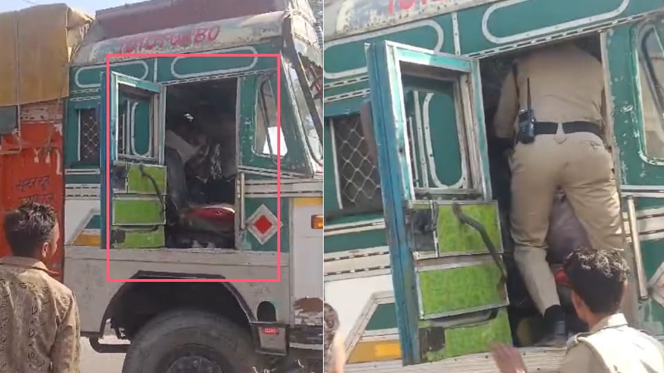 Roorkee: Two youths entered the truck and beat up the driver for not giving way to the car, video goes viral